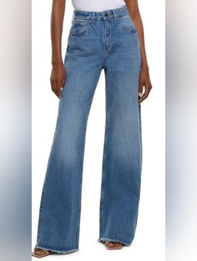 River Island Shrimp Raw Hem Wide Leg Jeans